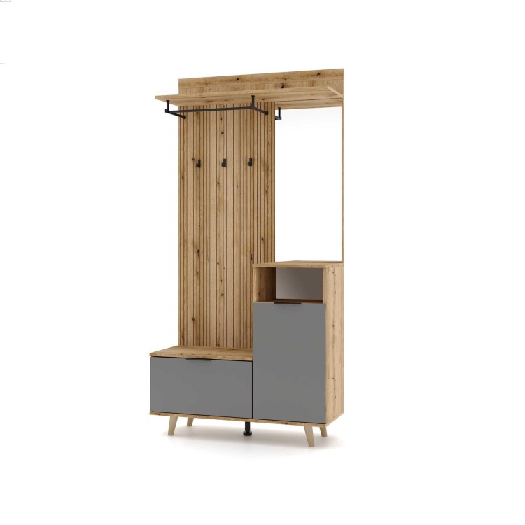 Zestaw do Przedpokoju NORDIC C 100 cm Dąb Evoke Grafit z Lustrem 5W.jpg
