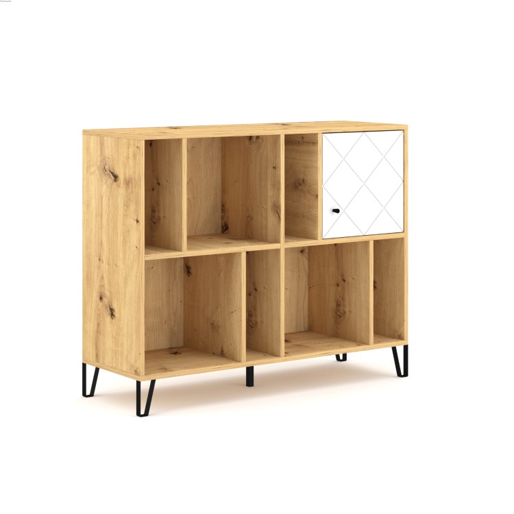 Regał BILBAO BL09 1D stojący dąb artisan biały mat nowoczesny 123,4 cm.jpg
