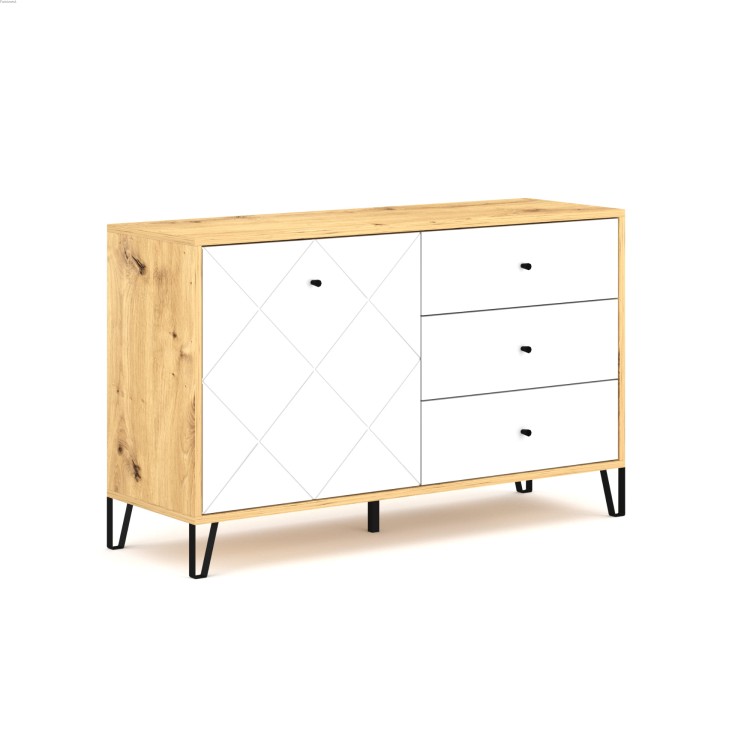 Komoda Bl05 1d 3s Dąb Artisan Biały Mat.jpg