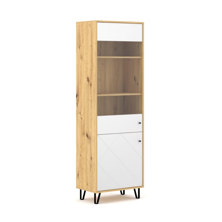 Witryna stojąca BILBAO BL14 dąb artisan biały mat nowoczesna 194 cm.jpg