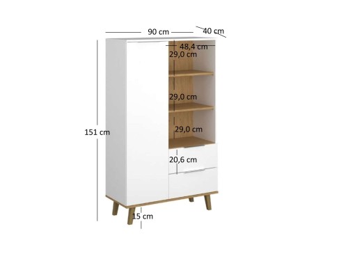 system NEPTUN regał 1d2s_90 biały _ dąb kamienny_4.jpg