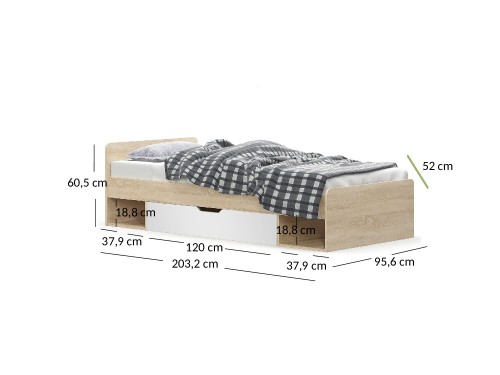 system TIPS łóżko 1s_90 dąb sonoma _ biały_4.jpg