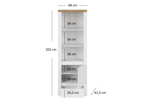 system VIGO regał otwarty 1d1s [R] biały połysk _ dąb wotan_4.jpg