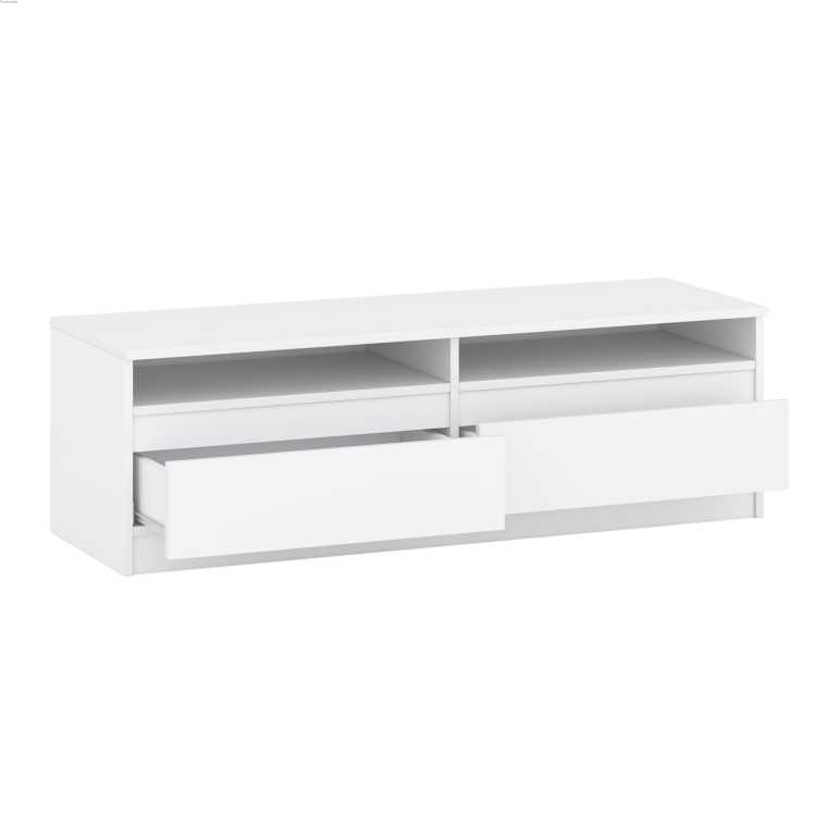 Furniwest szafka RTV 120 cm kolor biały otwarte szuflady