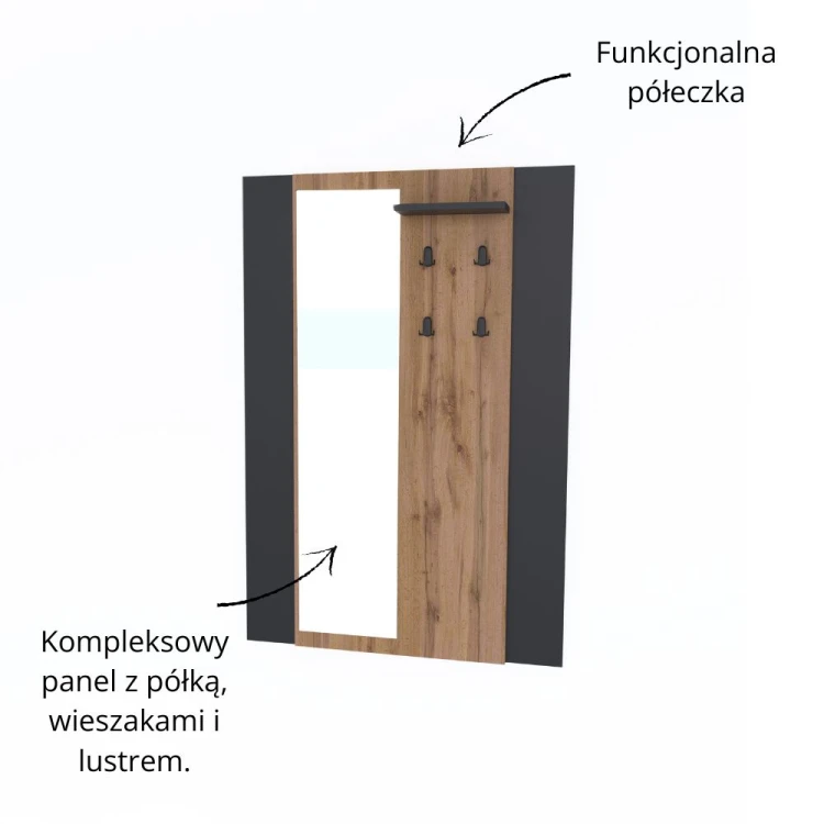 AMINO Panel przedpokojowy z lustrem dąb wotan_czarny_10.jpg
