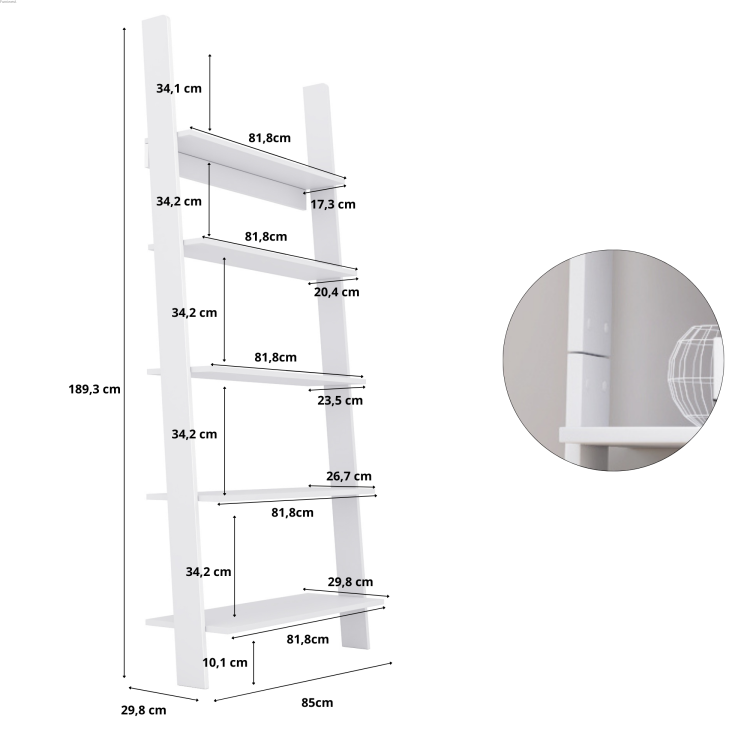 Furniwest regał drabinka 85 cm kolor biały