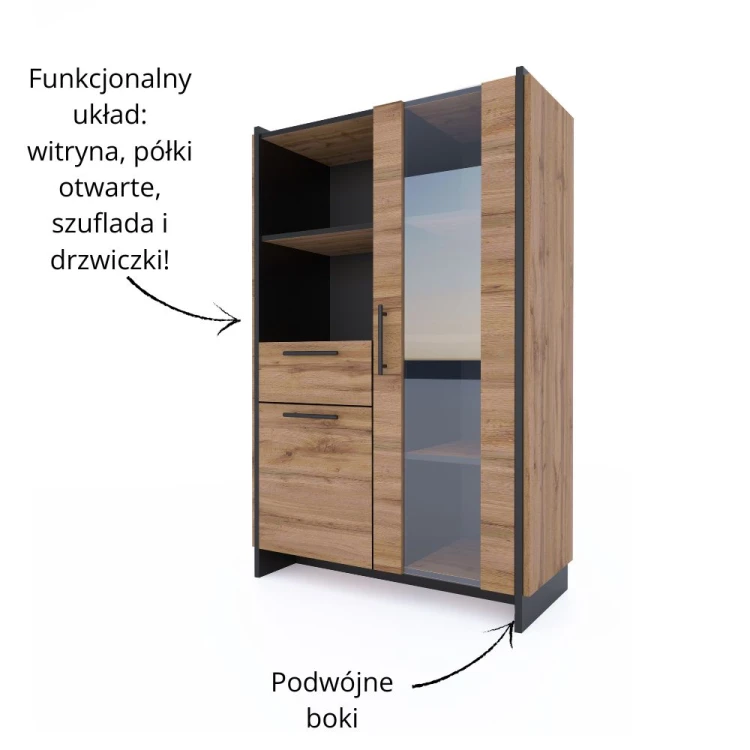 AMINO Witryna niska 1d1w1s dąb wotan_czarny_10.jpg