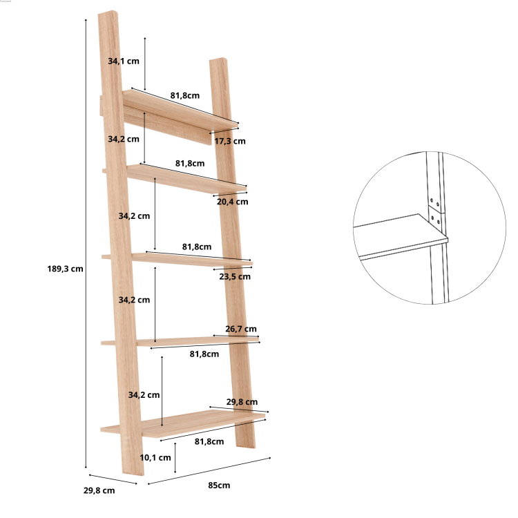 Furniwest regał drabinka 85 cm kolor dąb sonoma