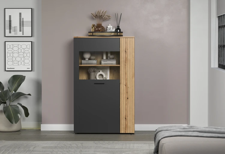 system ESTEBAN witryna niska 1d1w grafit _ dąb evok_3a.webp