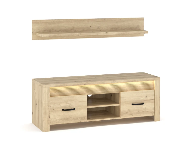 system MORIS szafka RTV 2s_150 + LED dąb artisan_ półka 150 dąb artisan_3.jpg