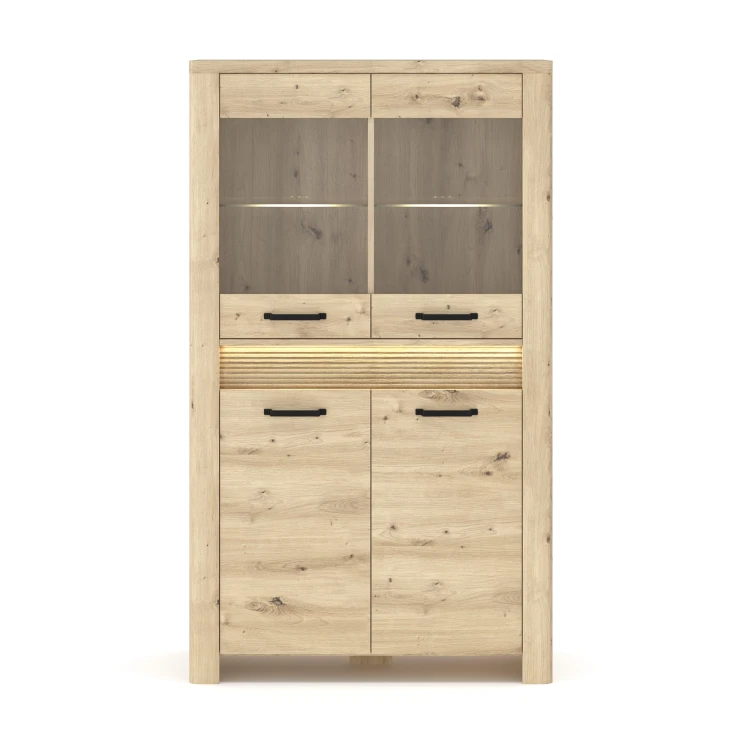 system MORIS witryna niska 2d2w + LED dąb artisan_1.webp