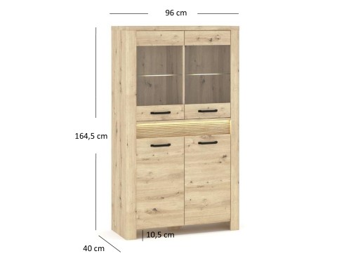system MORIS witryna niska 2d2w + LED dąb artisan_4.jpg