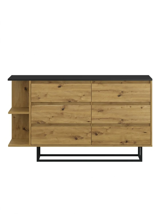 Furniwest komoda 6 szuflad dąb artisan czarny