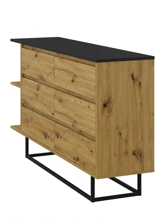 Furniwest komoda 6 szuflad dąb artisan czarny