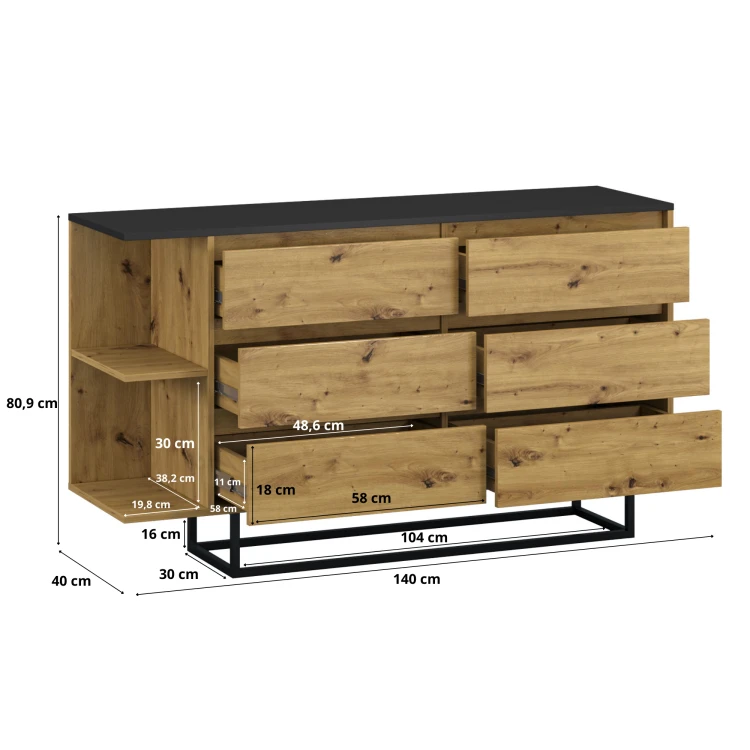 Furniwest komoda 6 szuflad wymiary