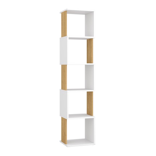 Regał na książki 160x35 cm dąb kamienny biały mat – nowoczesny regał stojący do salonu