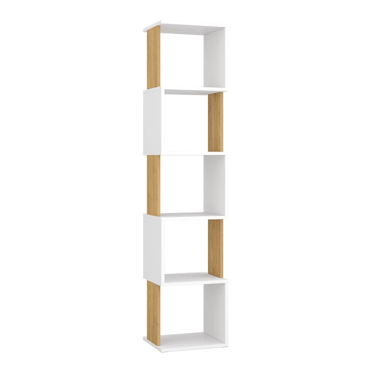 Regał na książki 160x35 cm dąb kamienny biały mat – nowoczesny regał stojący do salonu