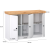 Komoda 3 drzwi MDF biały dąb złoty