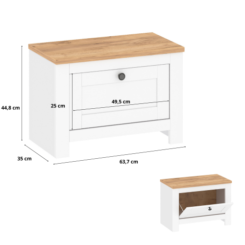 Furniwest szafka na buty MDF biały dąb złoty wymiary