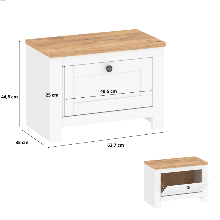 Furniwest szafka na buty MDF biały dąb złoty wymiary