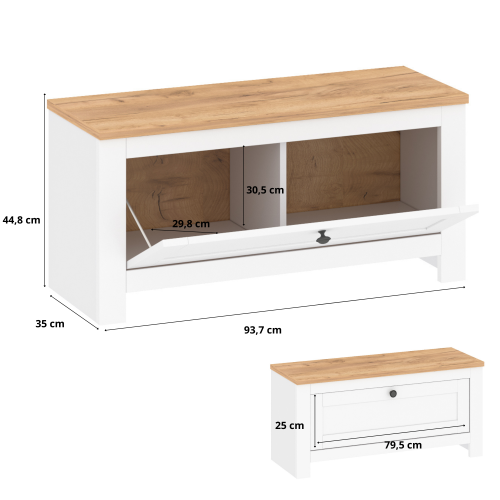 Furniwest szafka na buty MDF biały dąb złoty wymiary