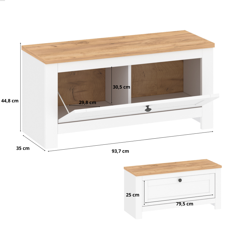Furniwest szafka na buty MDF biały dąb złoty wymiary