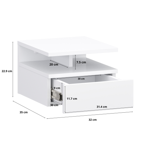 Furniwest szafka nocna wisząca czarna biała wymiary