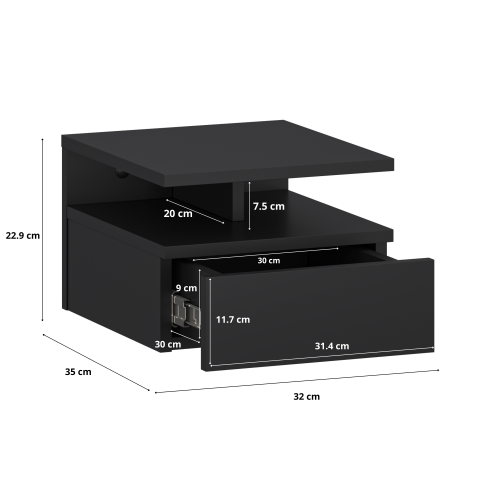 Furniwest szafka nocna wisząca czarna wymiary