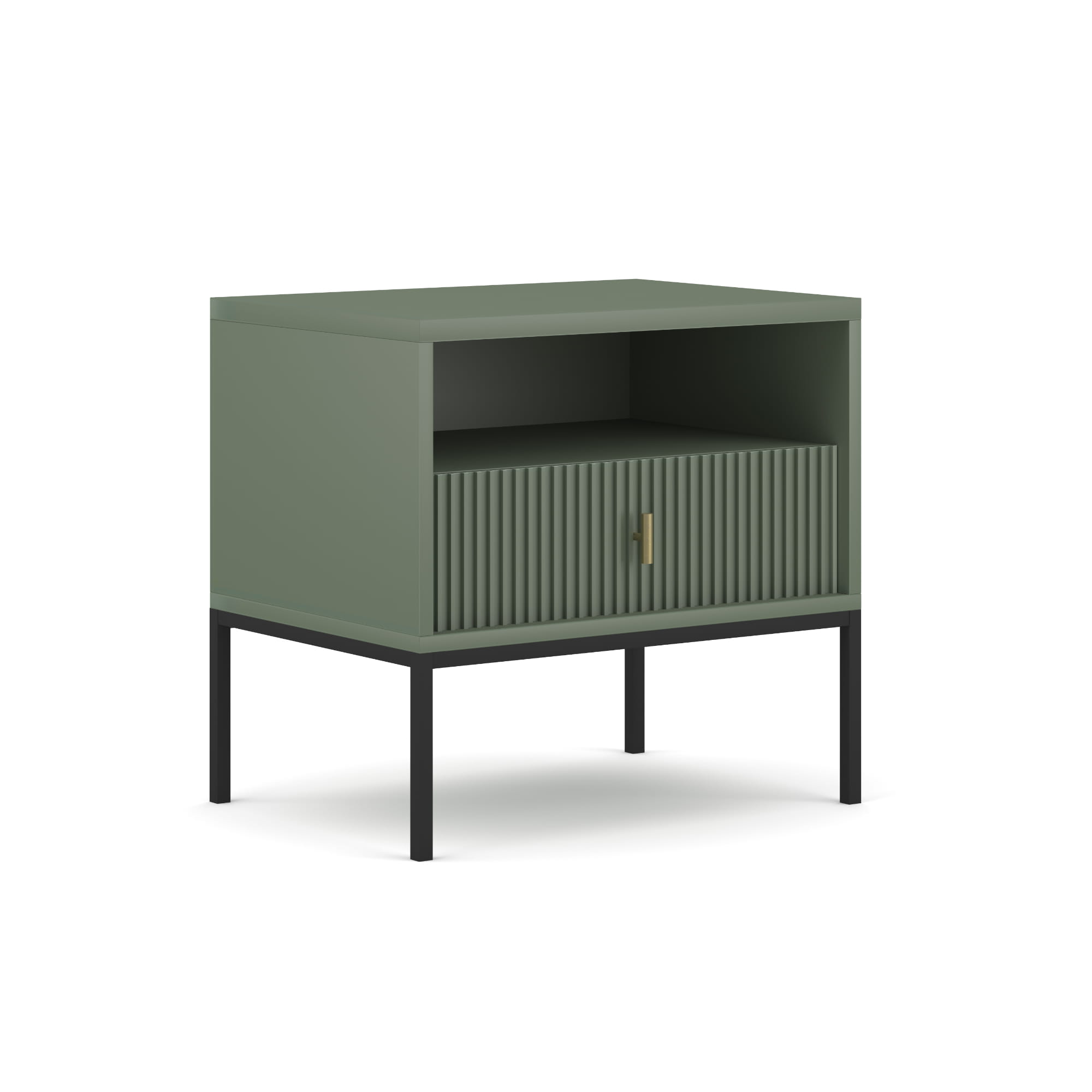 MAGGIORE MA06 smoke green nightstand – modern, gold handles, black